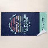 Serviette De Plage Vacances familiales personnalisées Retro Tropical  (Devant)