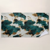 Serviette De Plage Vache blanche verte en or (Devant)