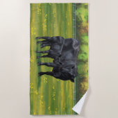 Serviette De Plage Vache d'Angus noir et veau mou en pâturage d'été (Devant)