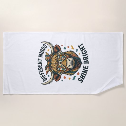 Serviette De Plage Vache de sensibilisation à l'autisme Gravure vinta (Devant)