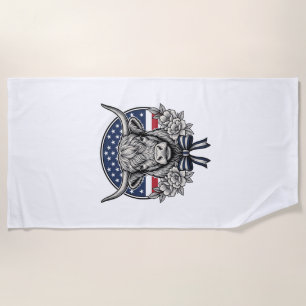 Serviette De Plage Vache des Highlands patriotique gravure vintage Ar