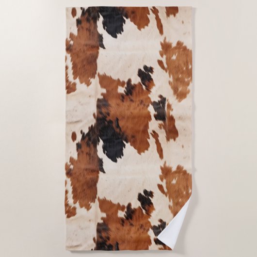 Serviette De Plage Vache d'ivoire noire Brown occidentale (Devant)
