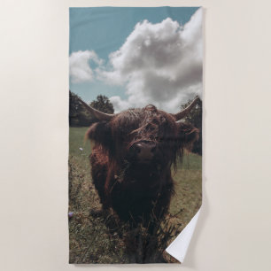 Serviette De Plage Vache écossaise de la région montagneuse noire pât