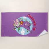 Serviette De Plage Vache et poulet Super Vache Al Rescate! (Devant)