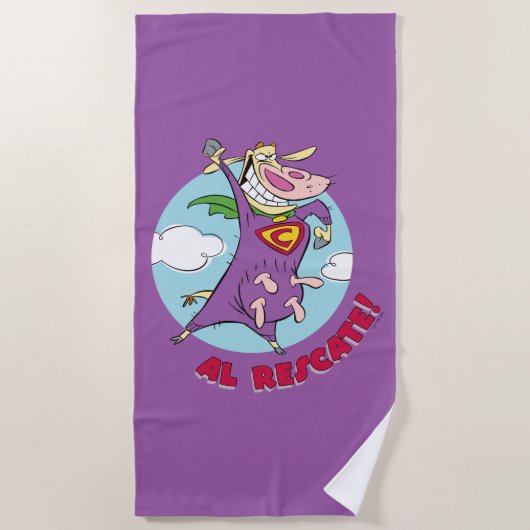 Serviette De Plage Vache et poulet Super Vache Al Rescate! (Devant)