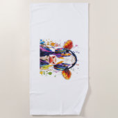 Serviette De Plage Vache Highland Colorée (Devant)