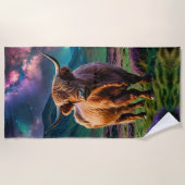 Serviette De Plage Vache Highland Under The Stars (Devant)