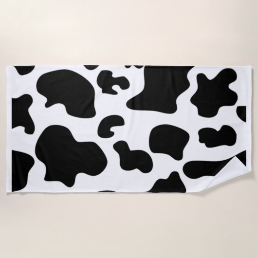 Serviette De Plage Vache noire et blanche (Devant)