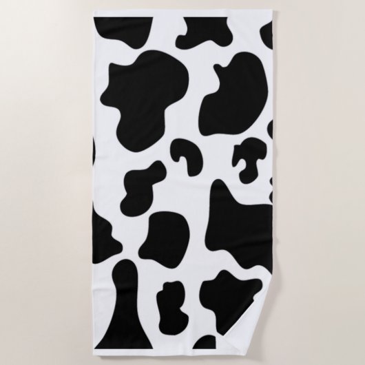 Serviette De Plage Vache noire et blanche (Devant)