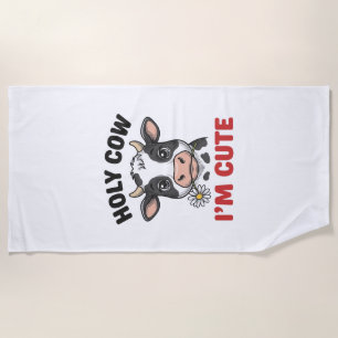 Serviette De Plage Vache sacrée je suis mignon Gravure vintage de vac