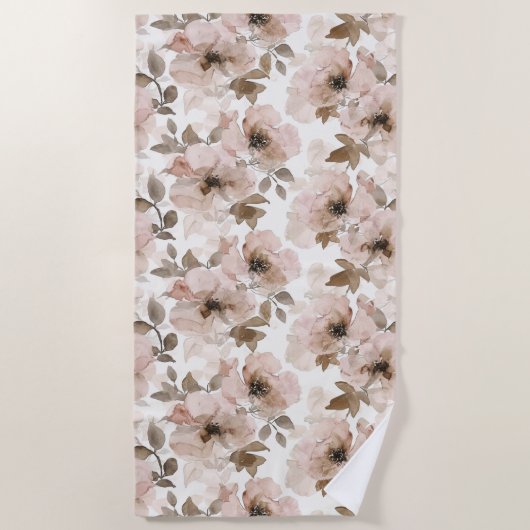 Serviette De Plage Vacheresse Brun Rose Fleurie du Sud-Ouest (Devant)