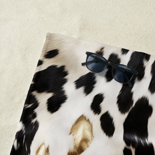 Serviette De Plage Vachette noire blanche sud-ouest (En situation)