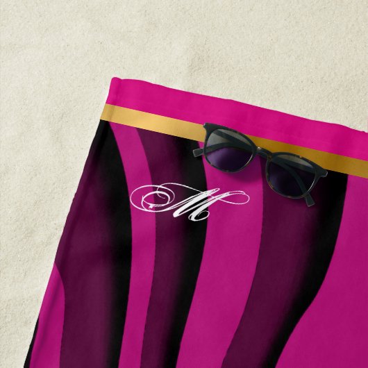Serviette De Plage Vague 3D Zebra Soft Rose Gold de luxe (En situation)