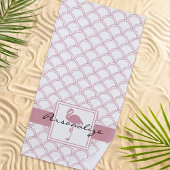 Serviette De Plage Vague Art Déco Flamant Rose