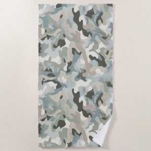 Serviette De Plage Vague camo bleu furtif