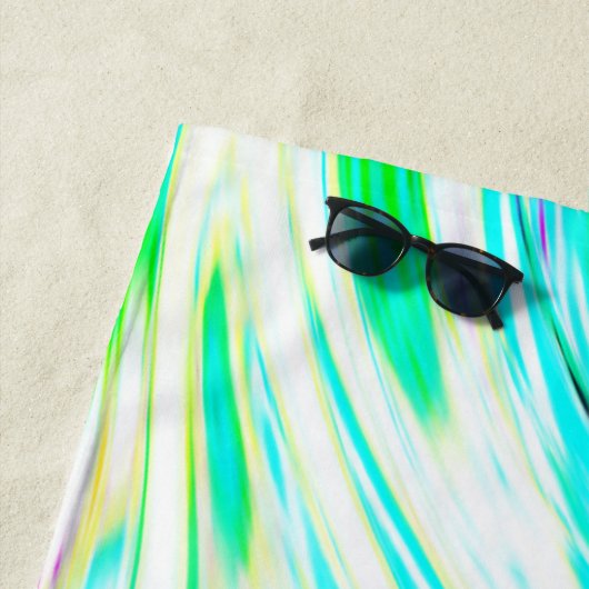 Serviette De Plage Vague des Motifs Abstraits Turquoises Monogrammes  (En situation)