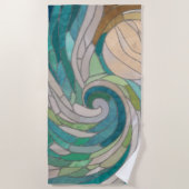 Serviette De Plage Vague et lune de mosaïque (Devant)