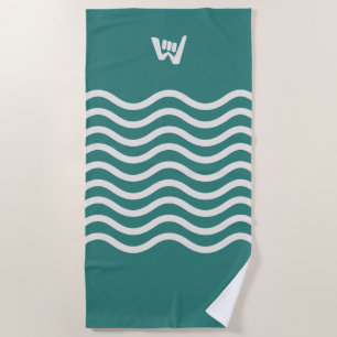 Serviette De Plage Vague et Marche Logomark Vagues Abstraites Turquoi