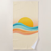 Serviette De Plage Vague harmonieuse de coucher de soleil (Devant)