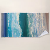Serviette De Plage Vague océanique bleu (Devant)