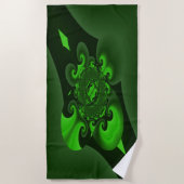 Serviette De Plage Vague Spirale Vert Foncé Et Lime (Devant)