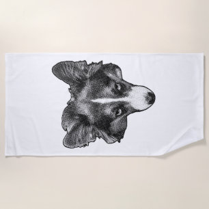 Serviette De Plage vague tonale charme corgi