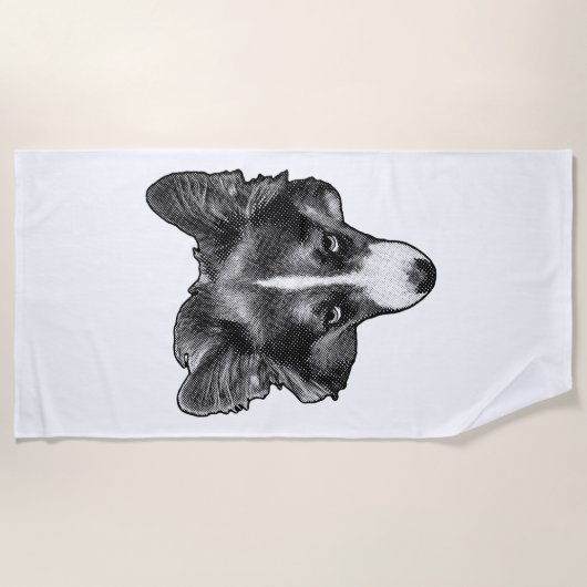 Serviette De Plage vague tonale charme corgi (Devant)