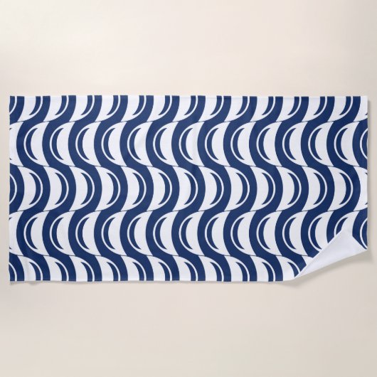 Serviette De Plage Vagues Abstraites bleues et blanches (Devant)