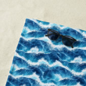 Serviette De Plage Vagues Bleues profondes (En situation)