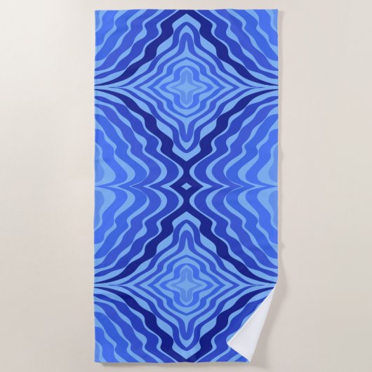 Serviette De Plage Vagues bleues réfléchissantes Design abstrait mode (Devant)