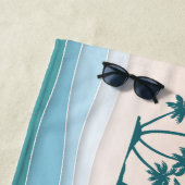 Serviette De Plage Vagues Bleues Vertes Palmiers (En situation)