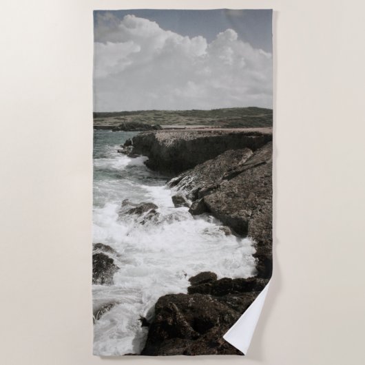 Serviette De Plage Vagues côtières déferlantes (Devant)