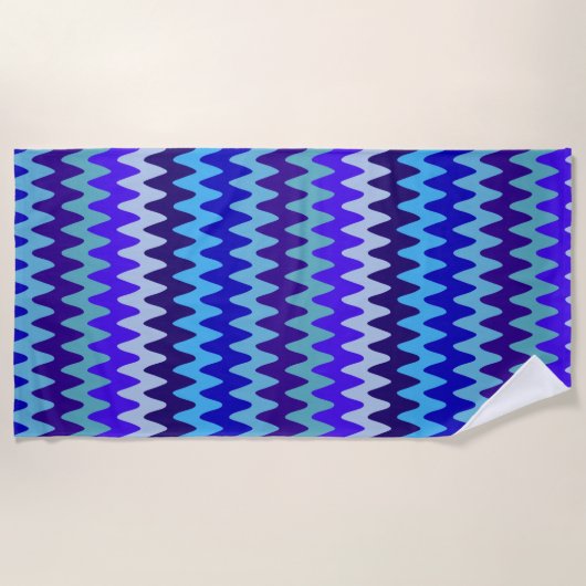 Serviette De Plage Vagues de Deep Sea Blue Beach (Devant)