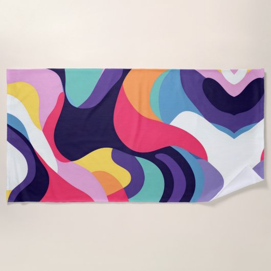 Serviette De Plage Vagues de flux abstrait 6 (Devant)