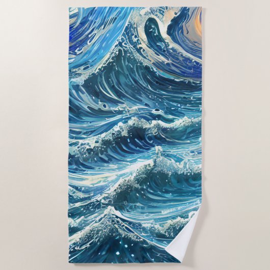 Serviette De Plage Vagues de l'océan bleu (Devant)