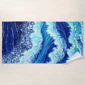 Serviette De Plage Vagues de l'océan bleu (Devant)