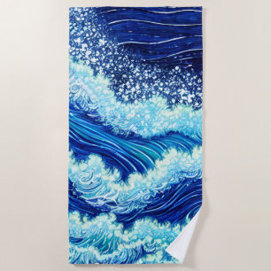 Serviette De Plage Vagues de l'océan bleu