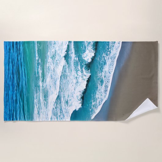 Serviette De Plage Vagues de mer de plage tropicale (Devant)