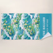 Serviette De Plage Vagues de plage tropicale de Preppy | Maison de pl (Devant)