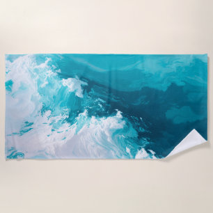 Serviette De Plage Vagues de turquoise tourbillonnantes Art de vague