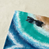 Serviette De Plage Vagues océaniques bleues, Turquoises et turquoise (En situation)