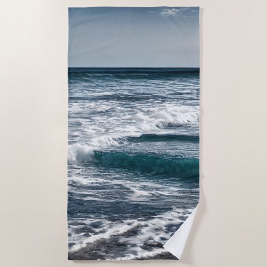 Serviette De Plage Vagues océaniques estivales (Devant)