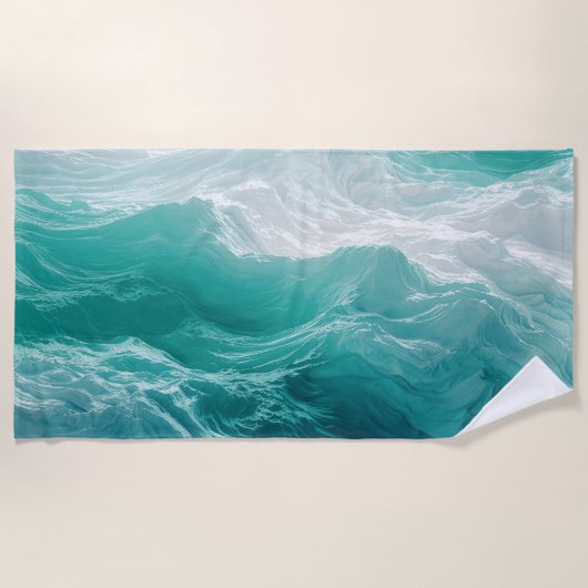 Serviette De Plage Vagues océaniques sarcelle abstraites (Devant)