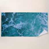 Serviette De Plage Vagues profondes de l'océan bleu (Devant)