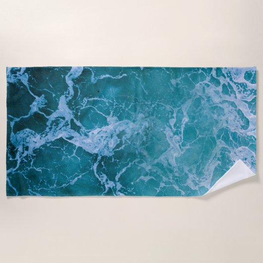 Serviette De Plage Vagues profondes de l'océan bleu (Devant)