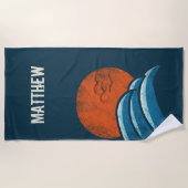 Serviette De Plage Vagues rétro personnalisées et style Surf solaire (Devant)