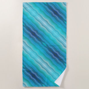 Serviette De Plage Vagues salées de la plage côtière sur turquoise