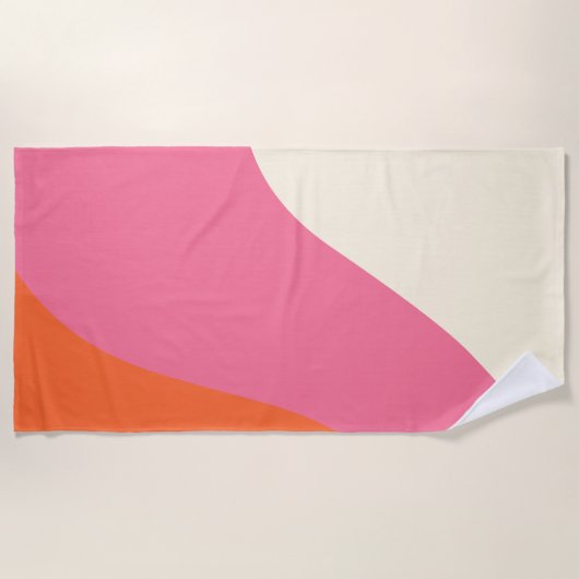 Serviette De Plage Vagues simples - rose, orange et crème (Devant)