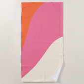 Serviette De Plage Vagues simples - rose, orange et crème (Devant)