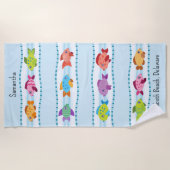 Serviette De Plage Vagues tropicales de l'océan des poissons (Devant)